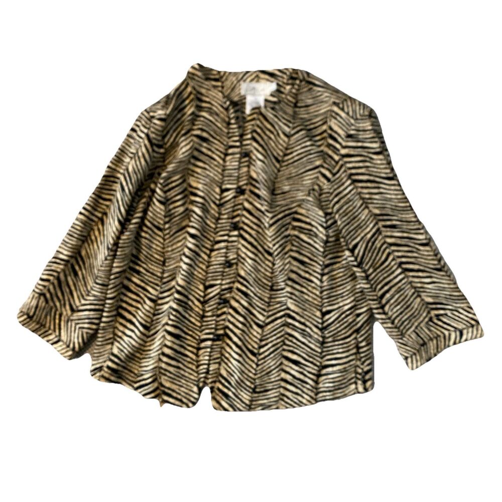 Vtg Kathy Che Blouse Women's Size Large Safari print